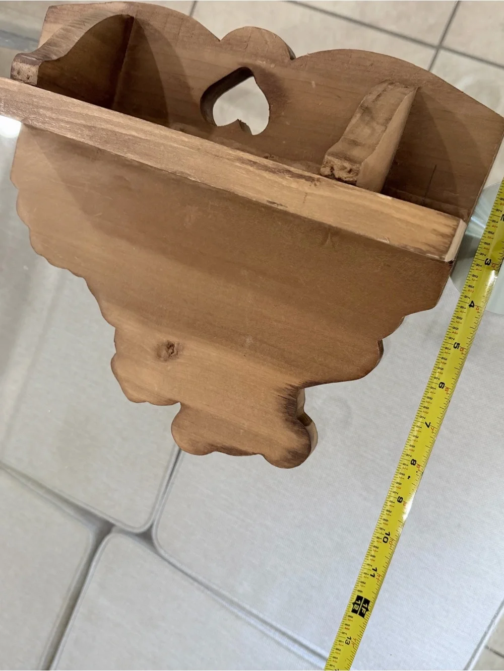 Vintage Handmade Wooden Wall Shelf / Country Cottagecore Display Shelf Heart